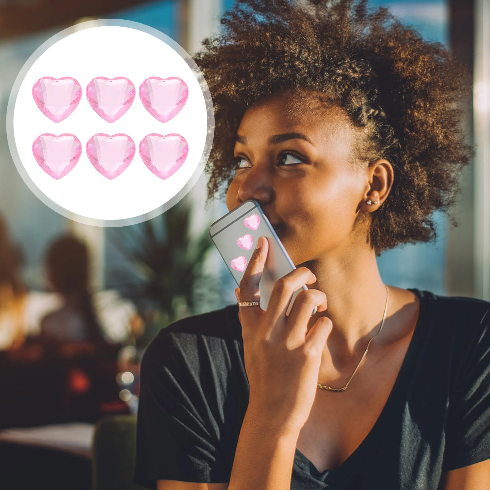 

100pcs Peach Heart Rhinestone Accessories 3D Acrylic Baubles For Diy Wedding Valentine Christmas Decoration Craft Parts