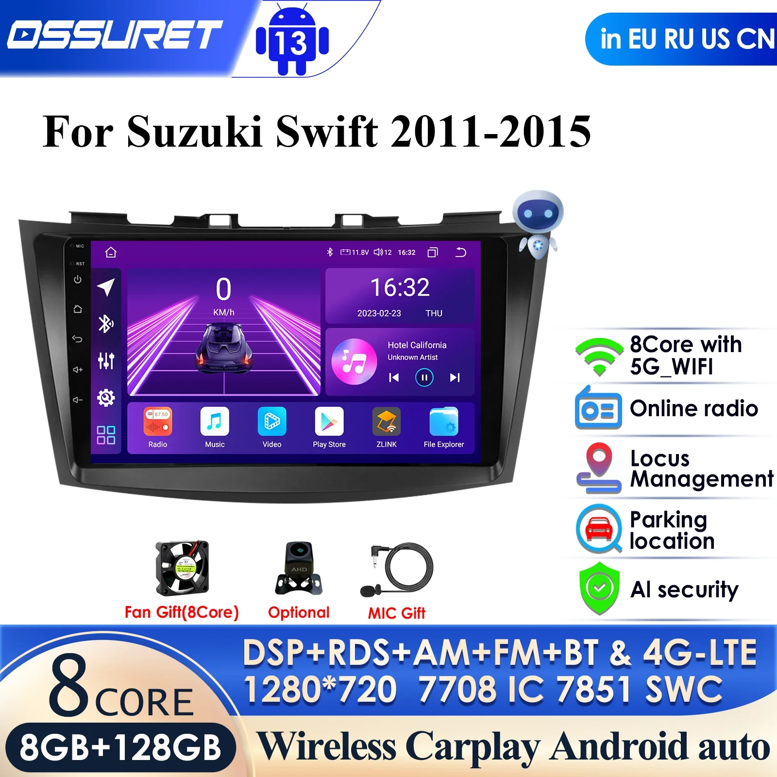 4G LTE Auto Stereo For Suzuki Swift 2015 2014 2013 2012 2011 Car Android Radio Multimedia Player 2DIN Navigation GPS Video 2 din