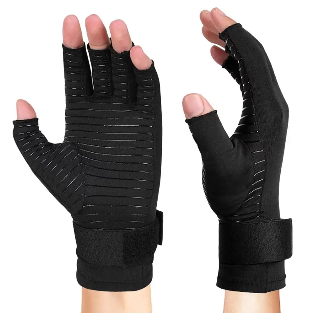 Guantes de compresión para artritis, protectores de medio dedo para aliviar la presión, fibra de iones de cobre, cuidado de rehabilitación de articulaciones, 1 piezas