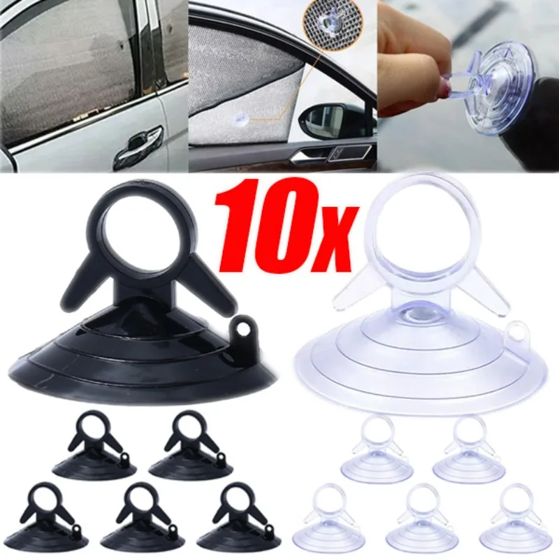 10pcs Car Sun Visor Fixing Suction Cup 45mm Black/transparent Rubber Suction Cup Suction Cup Hook Car Clip Fastener Accessories