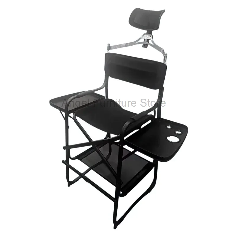 Tall Directors Chair Heavy Duty Bar Height Folding Makeup Chair Padded Seat Side Table Foot Rest For Camping Home Patio WRXYH