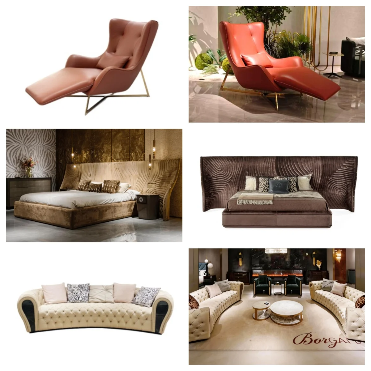 Luxurious Living Room Furniture Set Popular Soft Genuine Leather with Copper Forged Hardware for Top Hotels and Luxury Villas