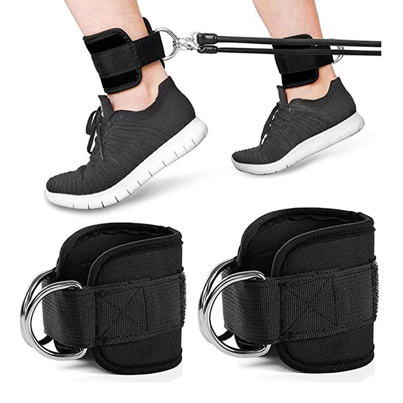 2PCS Ankle Straps Cable Double D-Ring Ankle Cuffs For Gym Workouts Glutes Legs Strength Extensions Training Brace Support Sport 3
