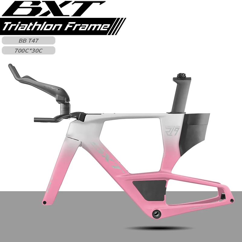 BXT T1000 Carbon Triathlon Bike Frame Aero Time Trial Frame Full Internal Routing 700C Max 28C Disc Brake UDH Dropout Frameset