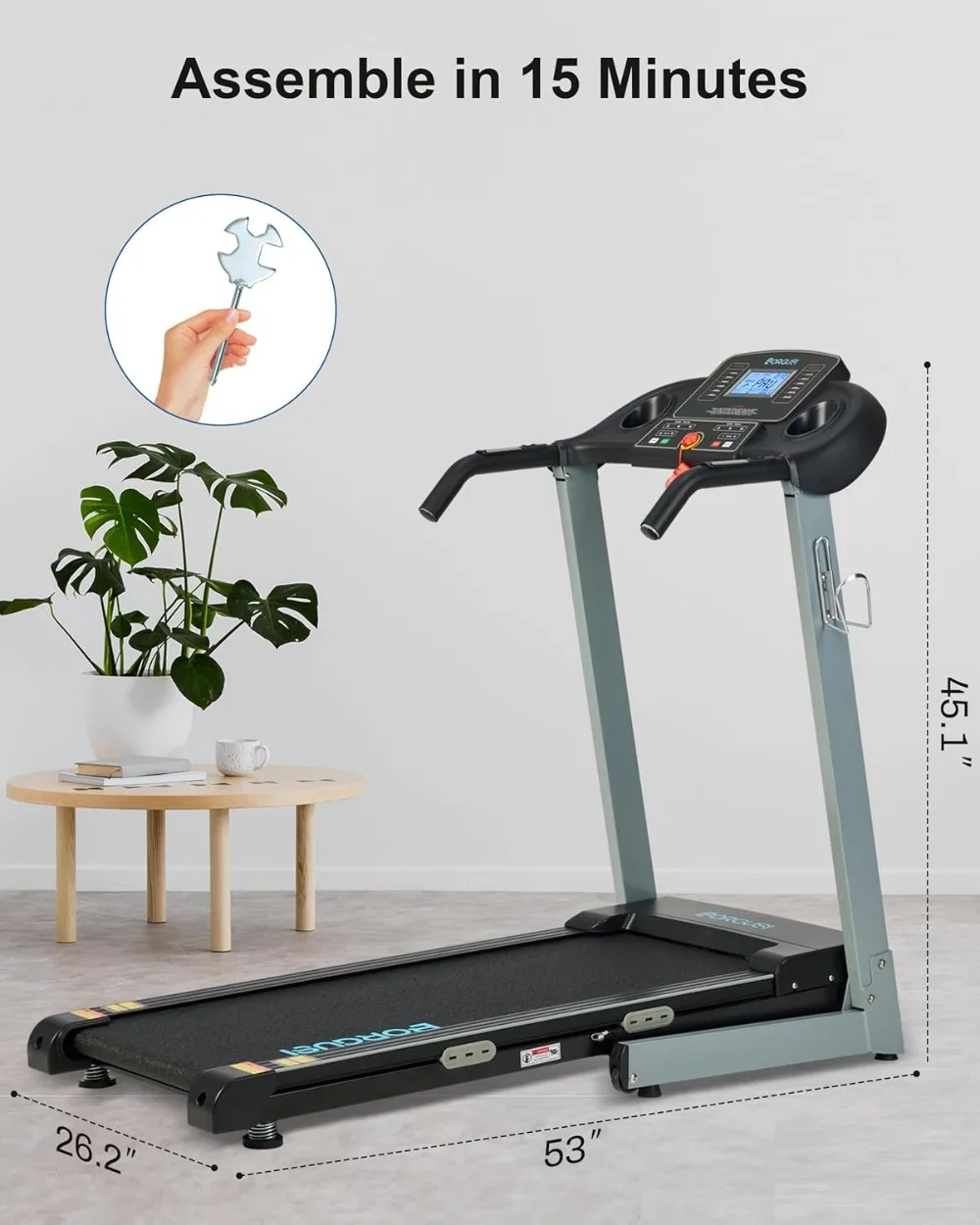 

Treadmill with Auto Incline - 300 lb Capacity, 3.0HP Folding Electric Treadmill Up to 8.5 MPH Speed,