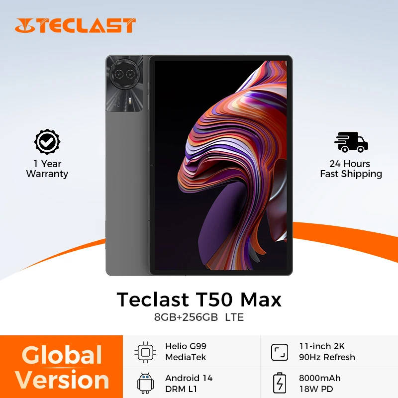 【t2ya】TECLAST T50 Pro 256GB Teclast T50 Pro Tablet - 16GB+256GB, Helio G99, 4G LTE