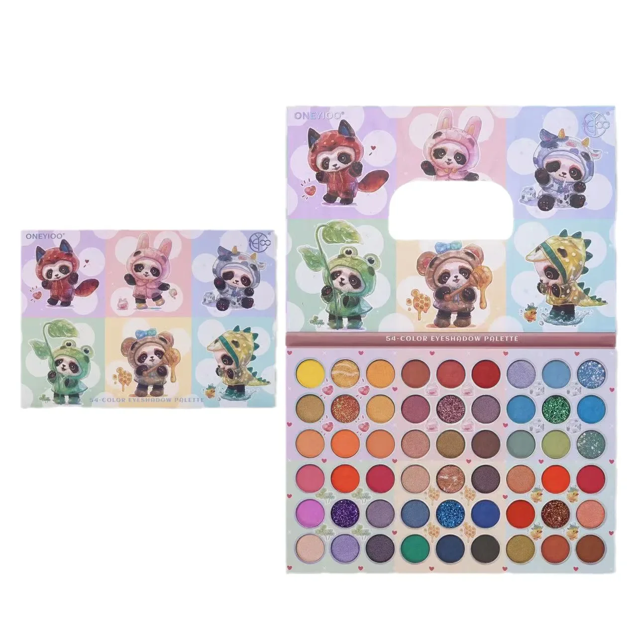 Paleta de sombras de ojos con patrón lindo, paleta de maquillaje, brillo mate, paleta de sombras de ojos, paleta de maquillaje de rendimiento de escenario de Color tierra, 54 colores