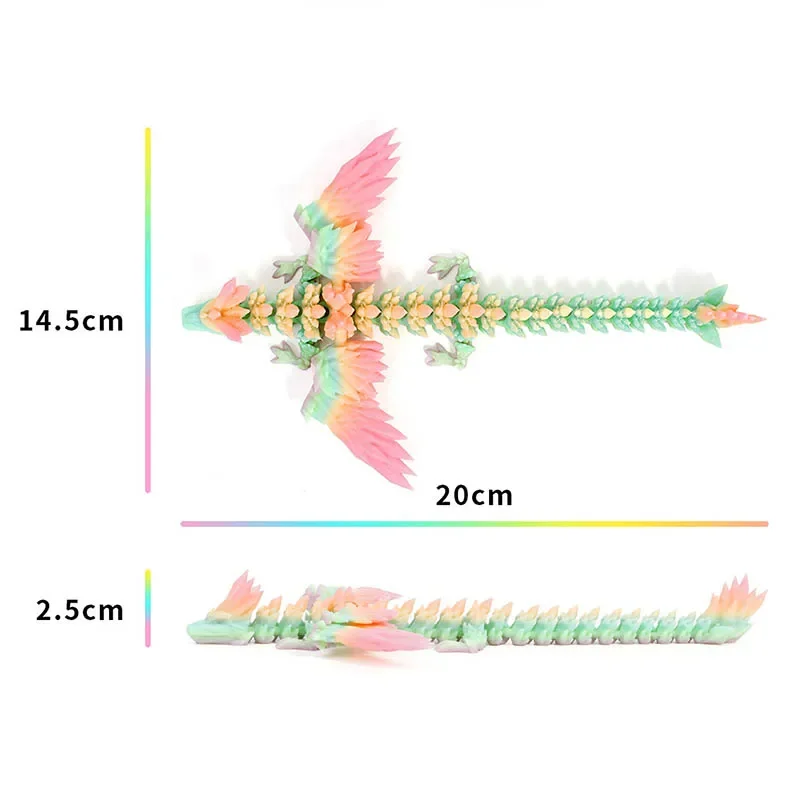 ثلاثية الأبعاد مطبوعة التنين الملونة جوهرة التنين التماثيل المنقولة المشتركة للتدوير مفصلية التنين الحرف سطح المكتب النمط الغربي حلية