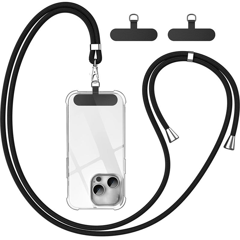 150cm Phone Lanyard Crossbody Adjustable Neck Strap for Around The Hand with Clear Tether Tab for Most Full Coverage Phone Case