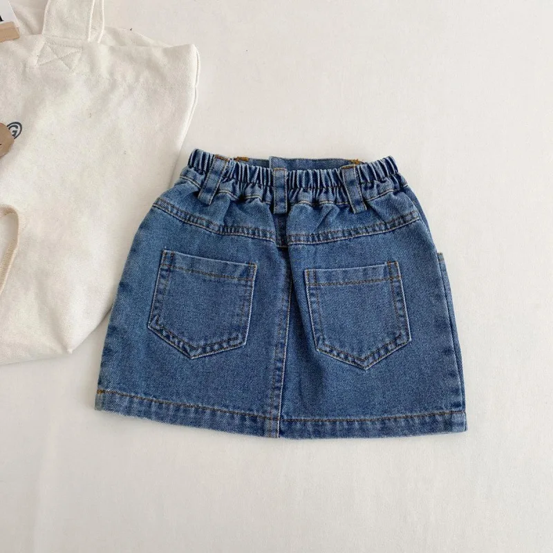 Kids Denim Skirt for Girls All-match Elastic Waits Short Mini Skirt for Children Girls Cowboy Skirts for Baby Girl Outfit 1-6T