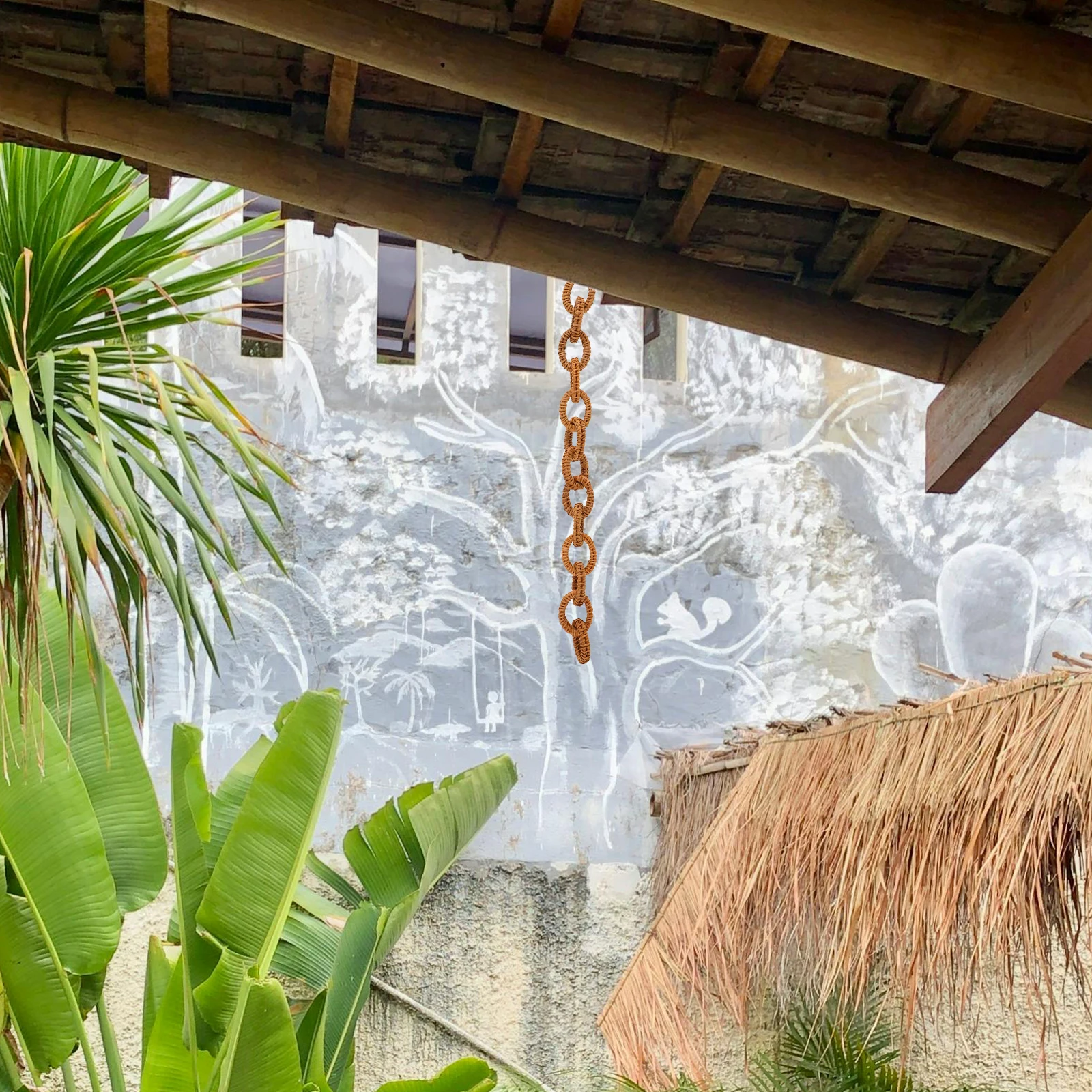 

Wicker Ring Chain Decorations Rustic Rattan Link Farmhouse Wall Living Room Bedroom Wedding Chain Links for Home Decor