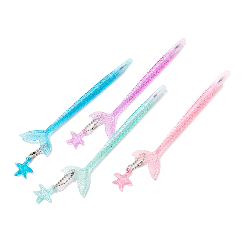 5Pcs Crystal Glitter Mermaid Pendant Neutral Pen Wedding Bridesmaid Guest Gift Kids Birthday Party Favors Pinata Fill Gifts