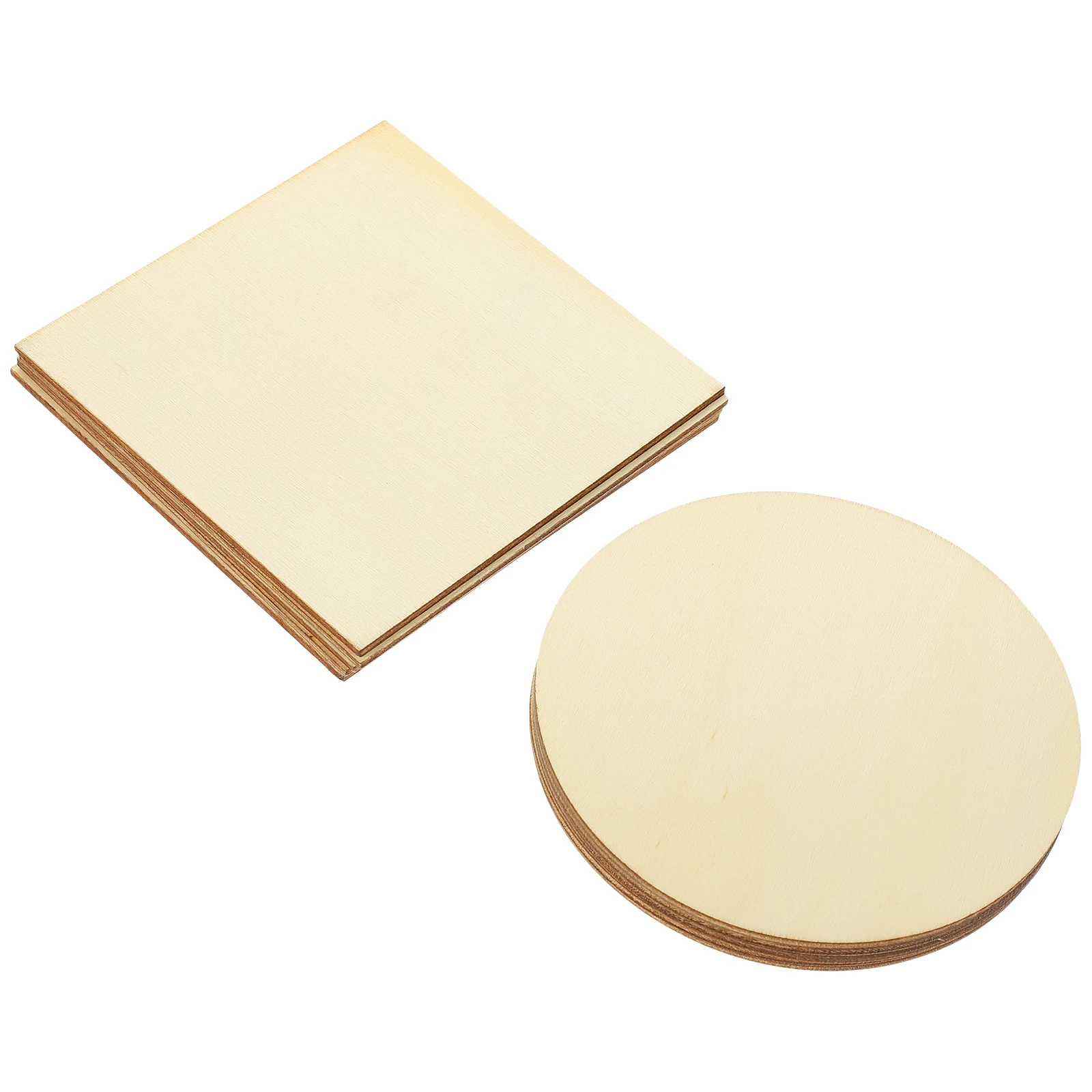

10Pcs Unfinished Natural Wood Slices Round Square Craft Circles for DIY Decorations Coasters Painting Coasters for Crafts
