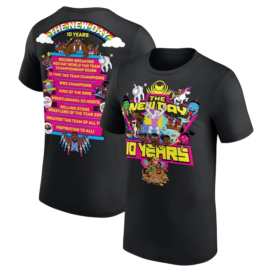 

2025 Summer Latest Y2K Top WWE Men's Black The New Day Sucks T-Shirt Cotton Printed Short Sleeve Men's and Women's Top T-Shirt