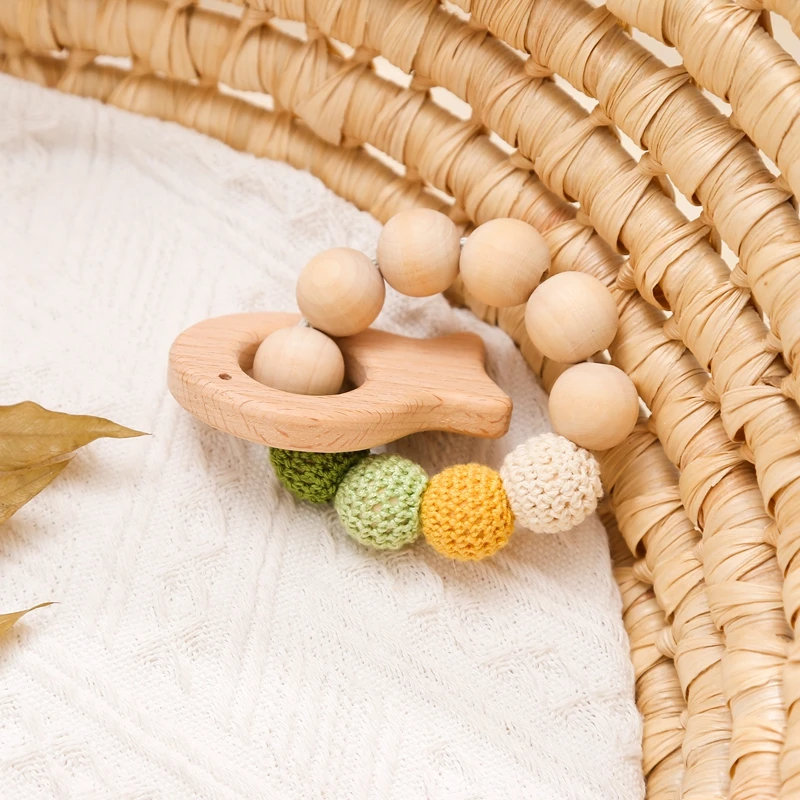 Pulsera especial de madera de haya para bebé, juguete educativo de ganchillo, 1 Juego