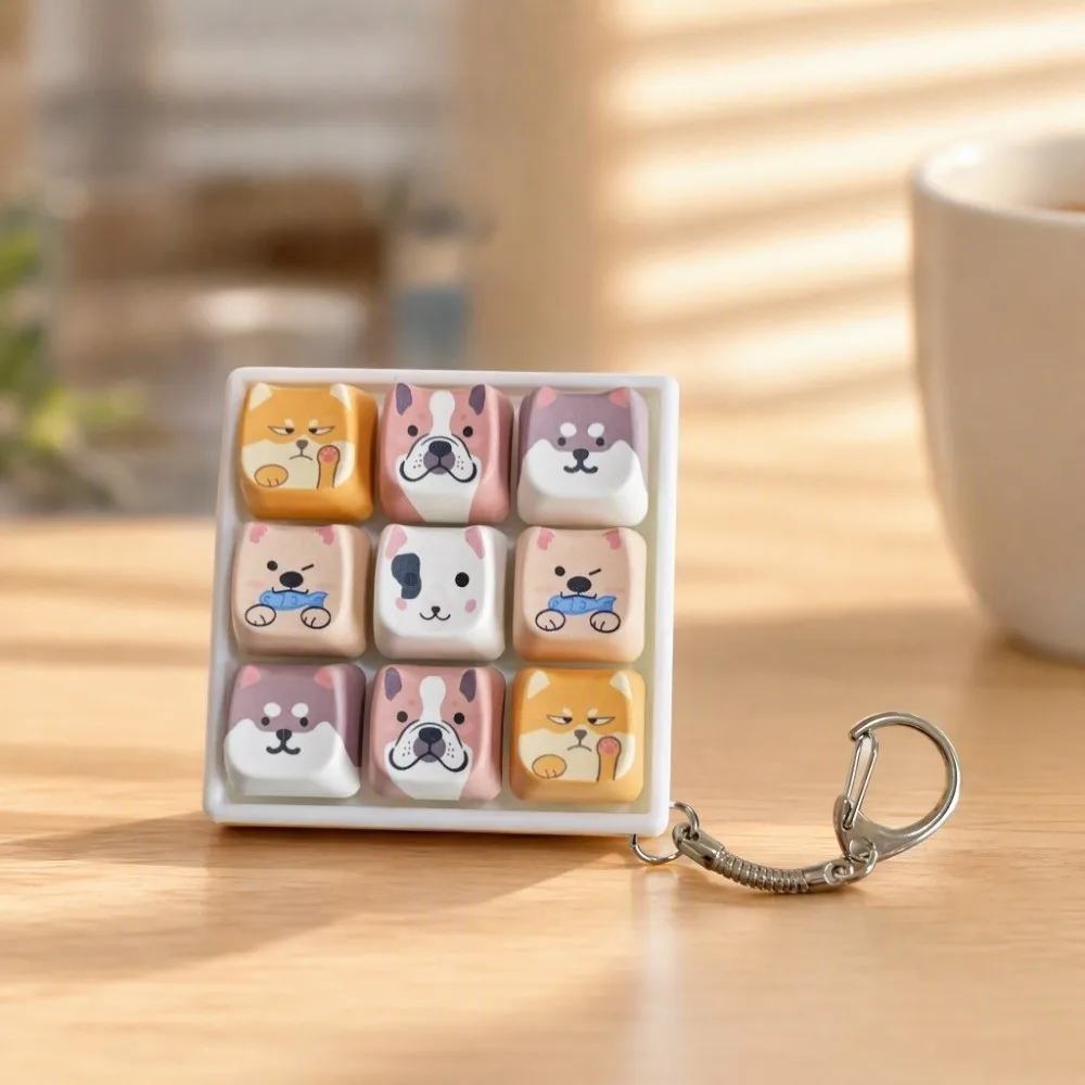 4/9-Key Decompression Button Simulation Keyboard Cute Design Mini Keyboard Pendant Puppy Cartoon Dog Keyboard Keychain