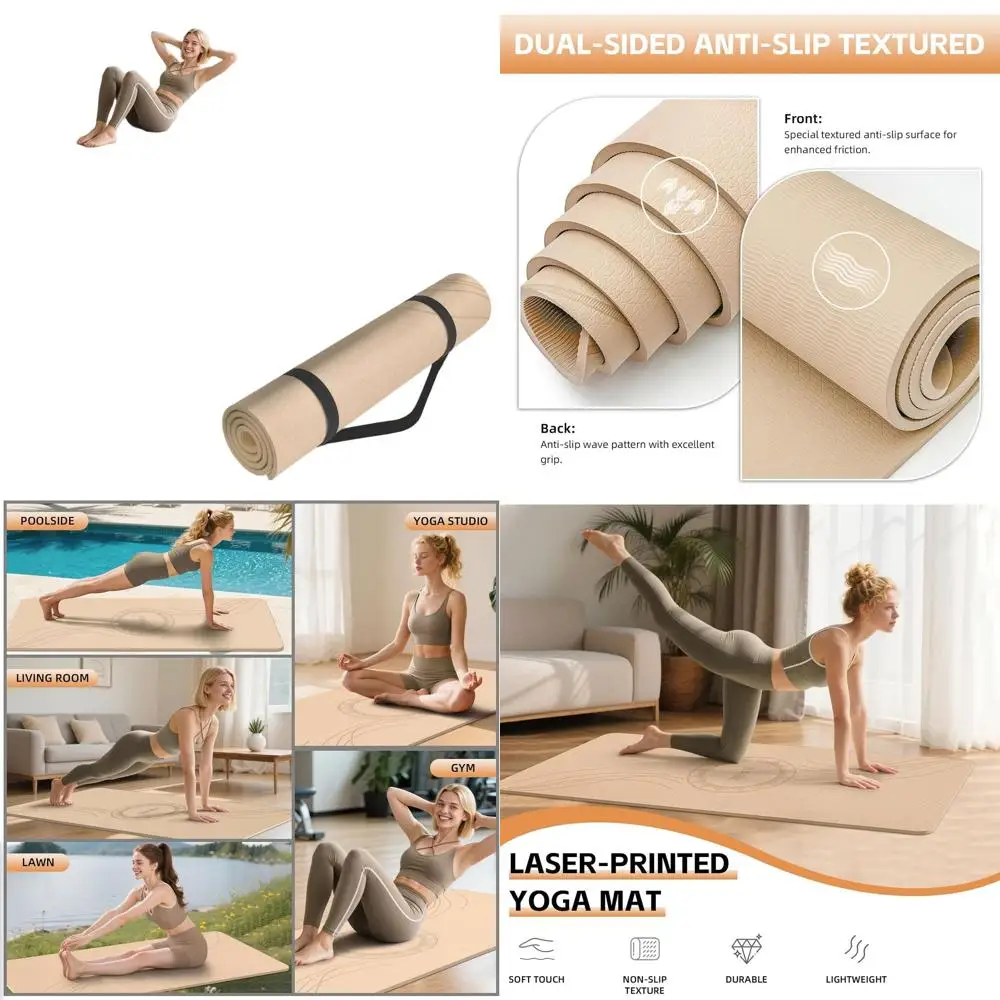 

Extra Thick 76x32 Yoga Mat with Non-Slip Surface and Carry Strap for Enhanced Stability in Yoga, Pilates, and Fitness