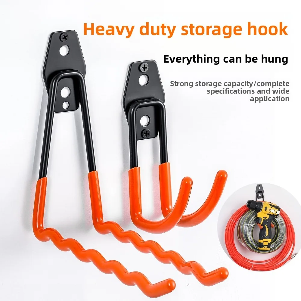 Garage Storage Utility Hooks，Garage Garden Tool Organizer,Steel Wall Garden Mount Hooks(Type O,Circular, wavy shape-Orange）