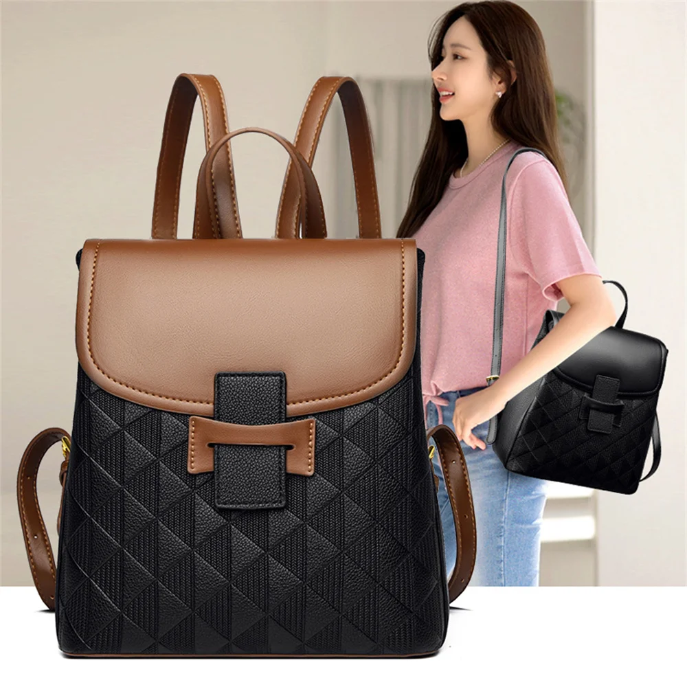 Imagem -04 - Mochila Multifunções de Luxo para Meninas Adolescentes Bolsa Escolar Geométrica Casual para Mulheres Bolsa de Ombro de Viagem Mochila Feminina Nova Moda