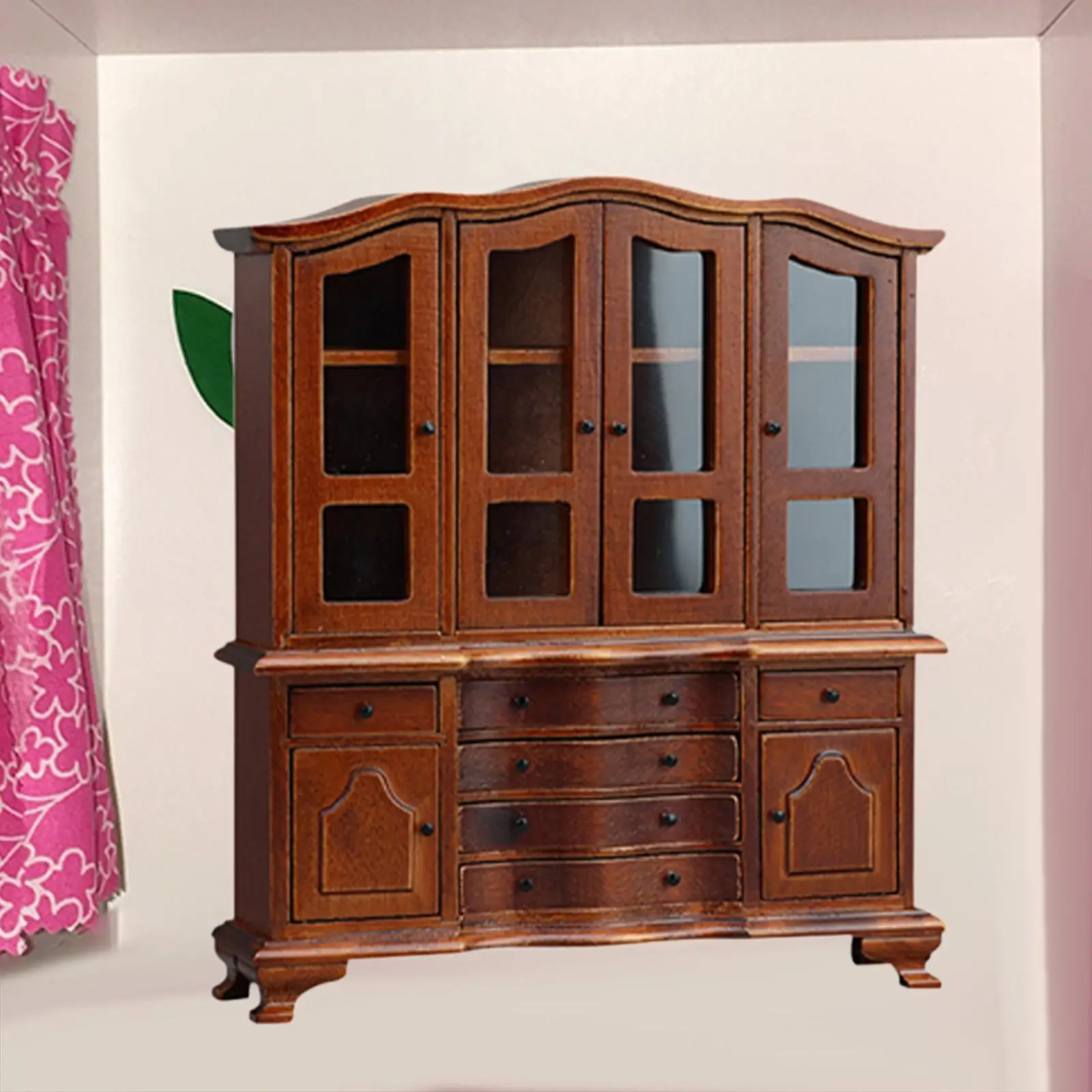 

Dollhouse Cabinet Wooden Tiny Model Miniature Cupboard Bookshelf Boys