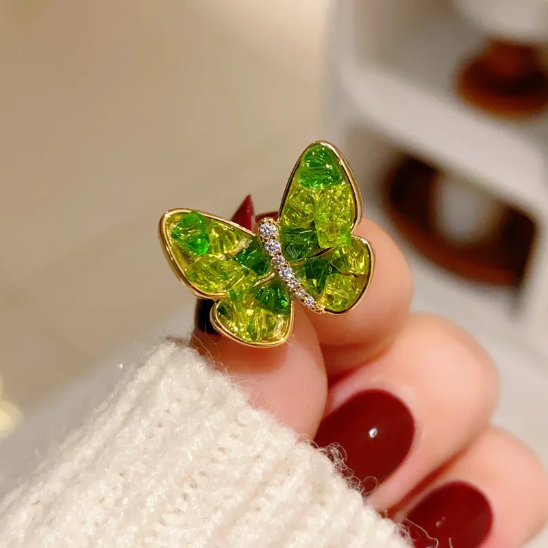 

Pins Brooches For Women Party Jewelry Small Butterfly Design Green Zirconia Stone Bijoux Femme Fashion Accessories Drop Shipping
