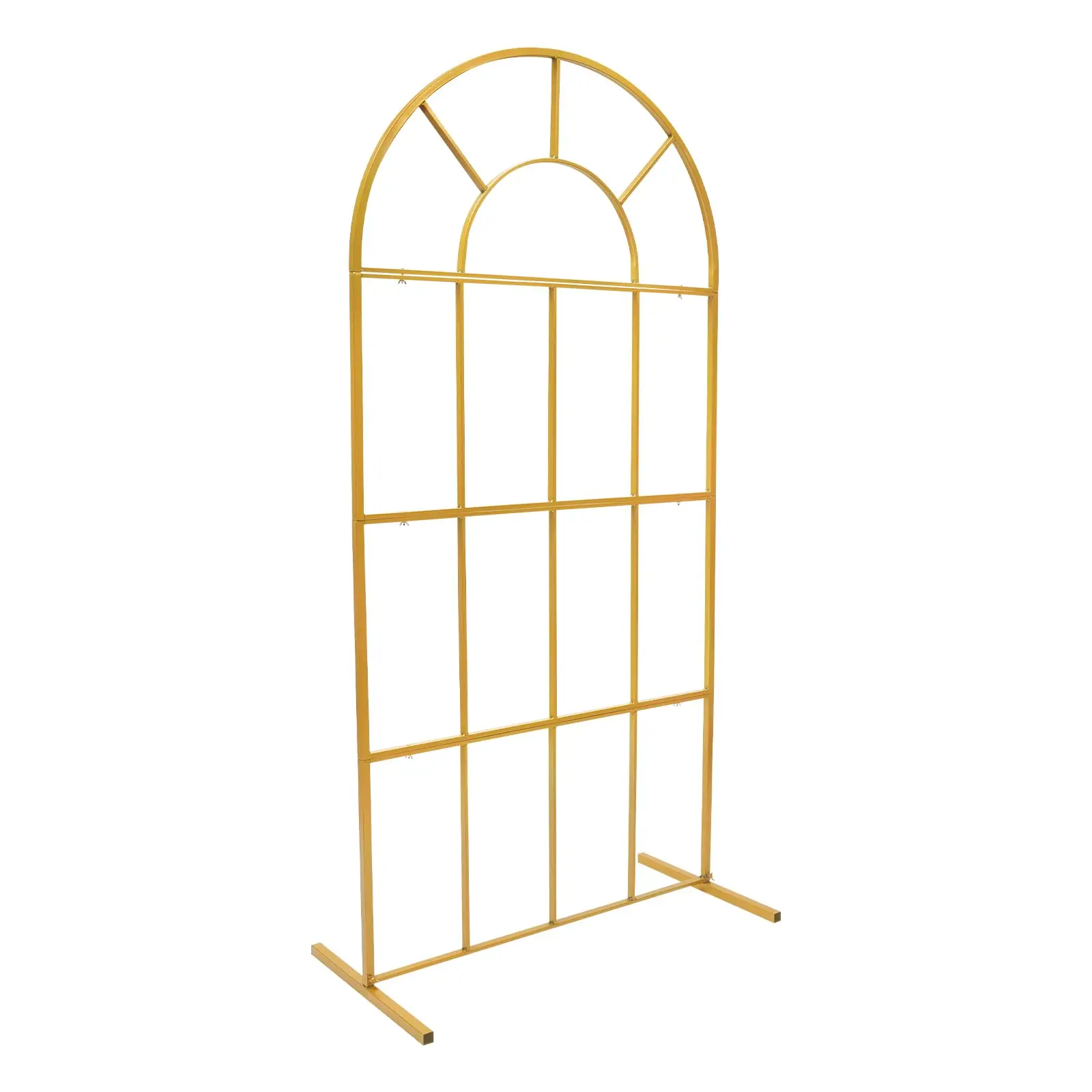 حامل خلفية على شكل قوس الزفاف، حامل خلفية ذهبي معدني 3.3 × 6.6 قدم، حامل قوس بالون معدني للحديقة لحفلات الزفاف