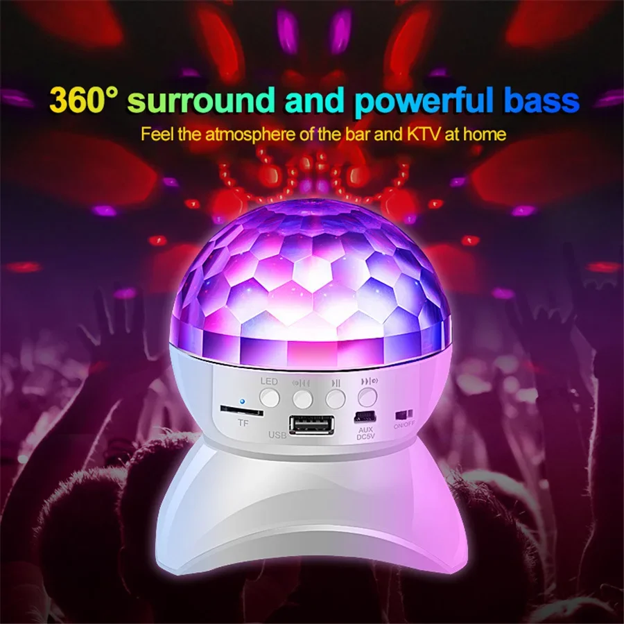 جديد LED كريستال ديسكو الكرة تأثير ضوء المرحلة USB قابلة للشحن اللاسلكية BT المتكلم الإسقاط أضواء ليلية لديكور المنزل الطرف #4