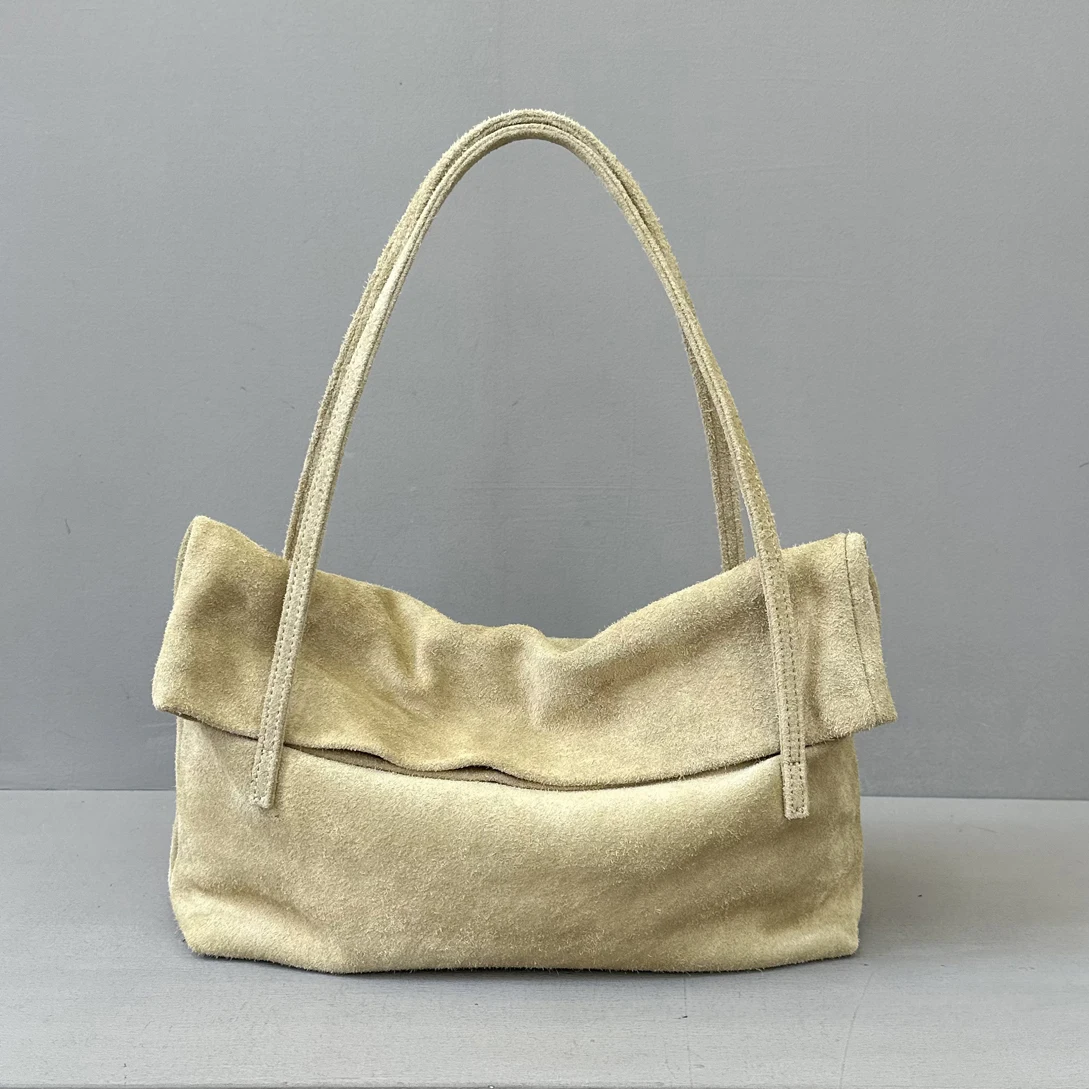 

Suede Tote Bag Autumn and Winter New Niche Design Large Capacity Relaxed Vintage Casual Fashion Handheld Shoulder Women's Bag