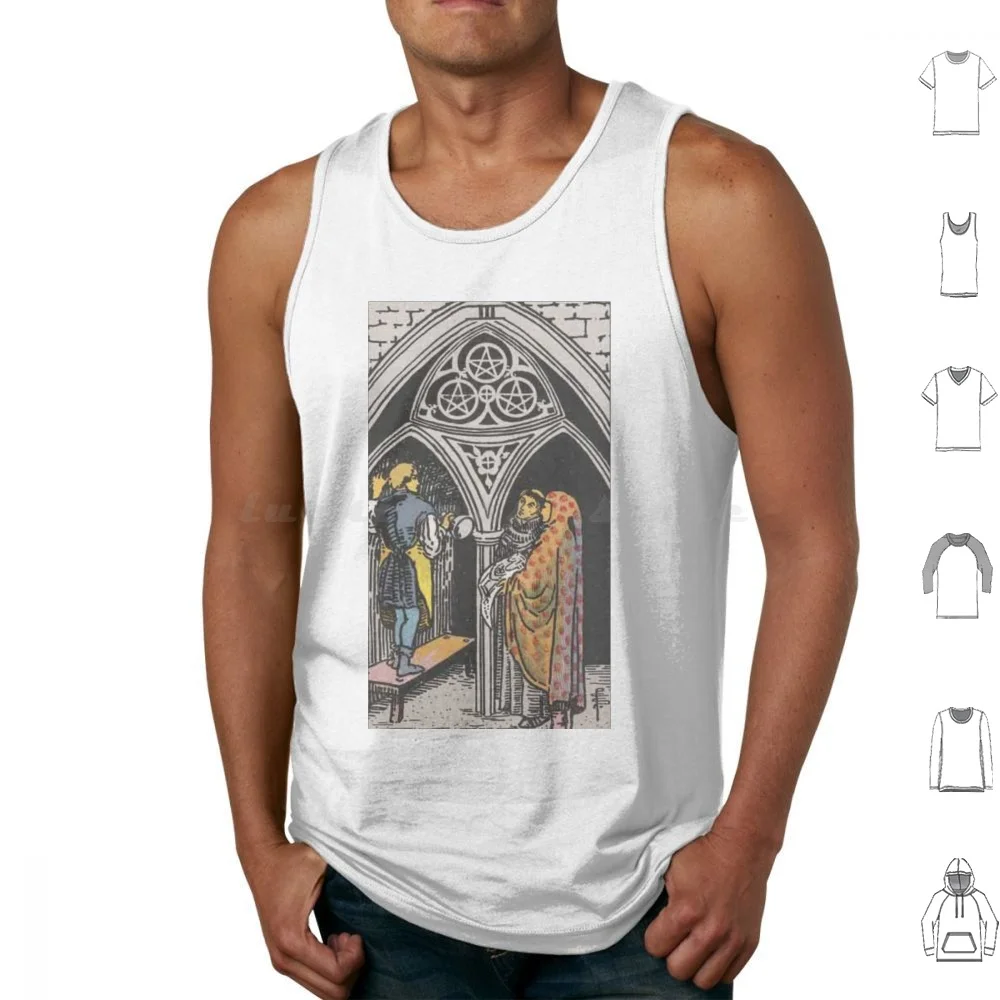 Rider-Waite Tarot, tres de pentáculos camisetas sin mangas chaleco sin mangas Rider Waite blanco tres 3 tres de pentáculos Pentacles