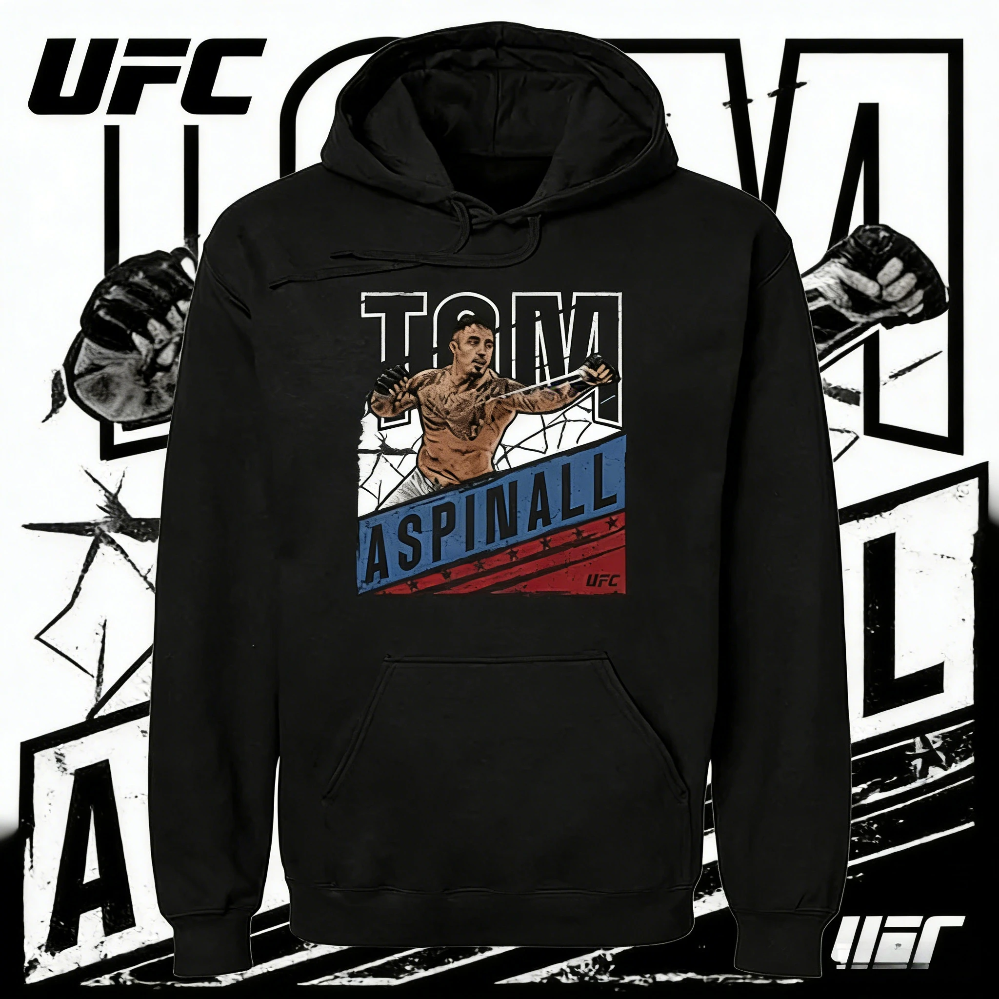 

UFC Tom Aspinar Theme 2025-26 Осень/Зима из чистого хлопка 100% свободная повседневная модная толстовка с капюшоном подходит для мужчин и женщин