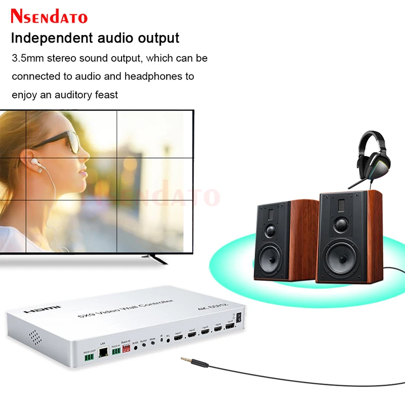 4K 60H 5X9 HDMI Video Wall Controller Prozessor Splicer 2x2 3x3 1x5 1x6 1x7 1x8 1x9 HDMI TV Video Splicer Splitter Schalter RS232