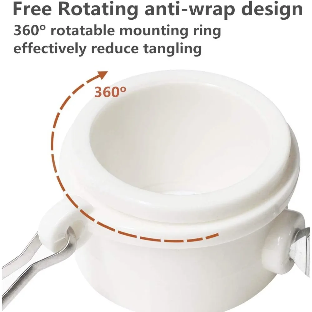 مشبك حلقة تثبيت على عمود العلم خالٍ من التشابك - حلقات تثبيت على أقطاب الفلابول الدوارة مع مشابك معدنية قابلة للتعديل بزاوية 360 درجة