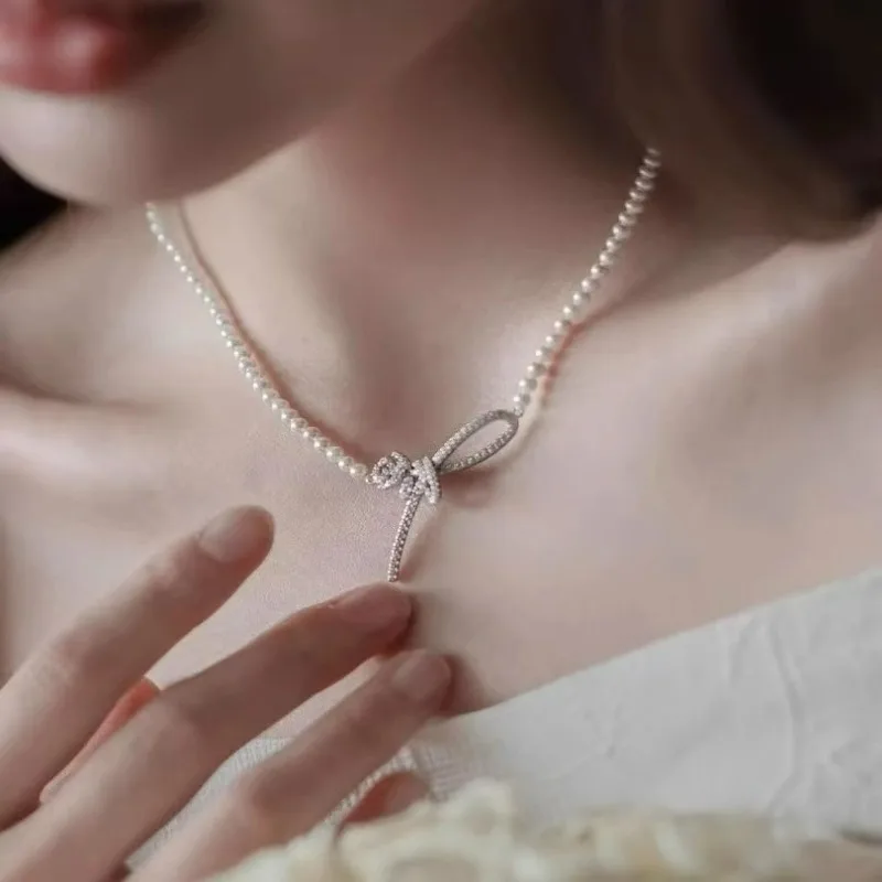 

Белая лунная цепочка на ключицу, серебро 925, простое модное легкое роскошное элегантное женское ожерелье HEFANG Bubble Sugar Cube