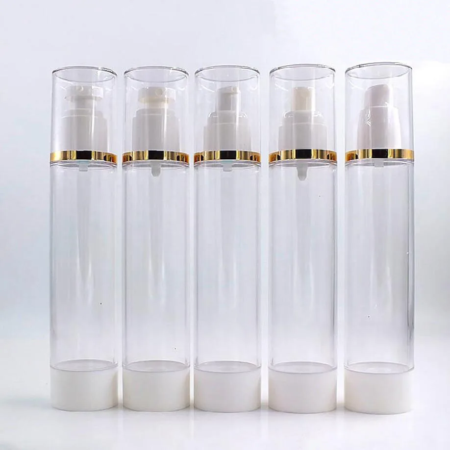 

120ML airless pump bottle gold rim toner water balancer lotion/serum/emulsion/foundation/toner/water cosmetic packing