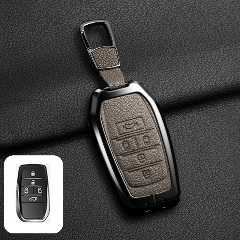 Passende Schlüsselhülle aus Zinklegierung und Leder für Toyota CHR Hilux Fortuner Land Cruiser 200 Camry Corolla Crown RAV4 Highland – Detail 29