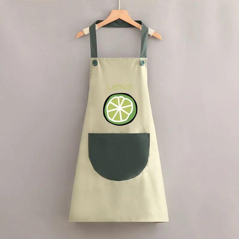 Adult Apron Waterproof Lemon Peel Green Household Apron PVC Oil-proof Aprons for Home Cleaning Kitchen Cooking Accessories