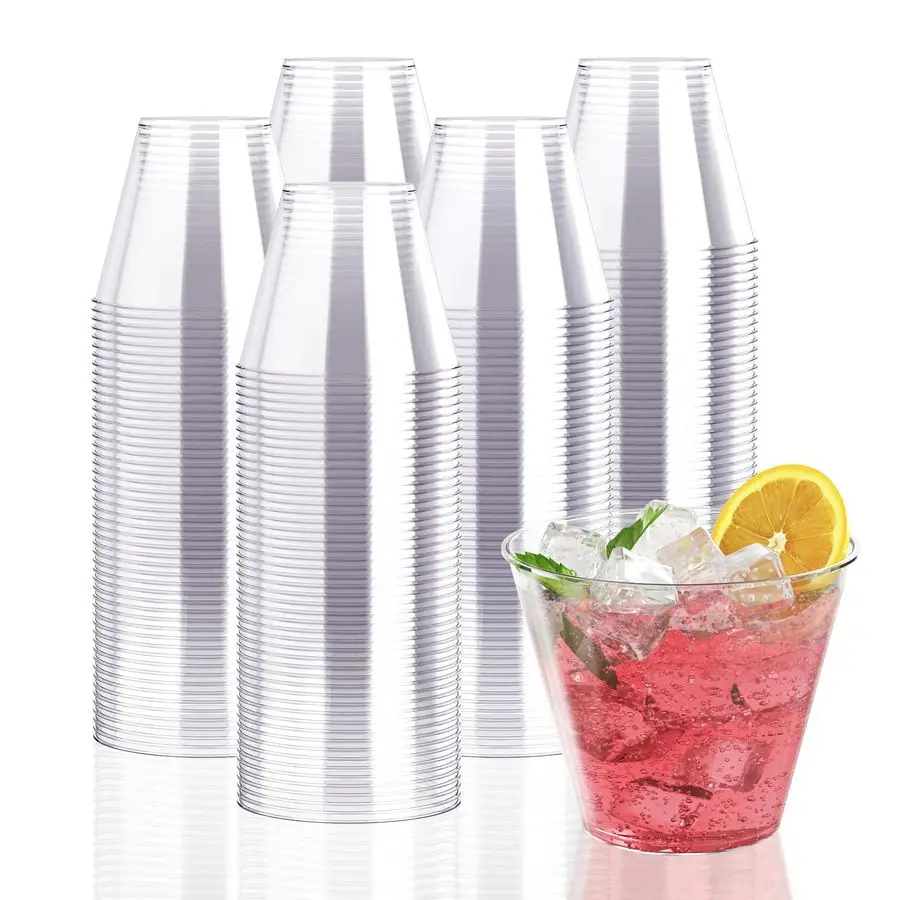 

300 Pack Clear Plastic Cups 9 OZ Disposable Heavyduty Drinking Cups for Christmas, Wedding, Home and Events