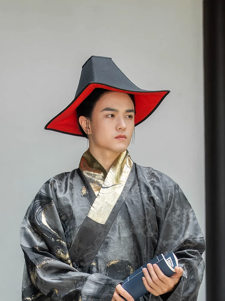 Chapéu quadrado de linho de algodão preto para homens dinastia ming chapelaria hanfu cosplay acessório vintage guerreiro chapéus festa de carnaval
