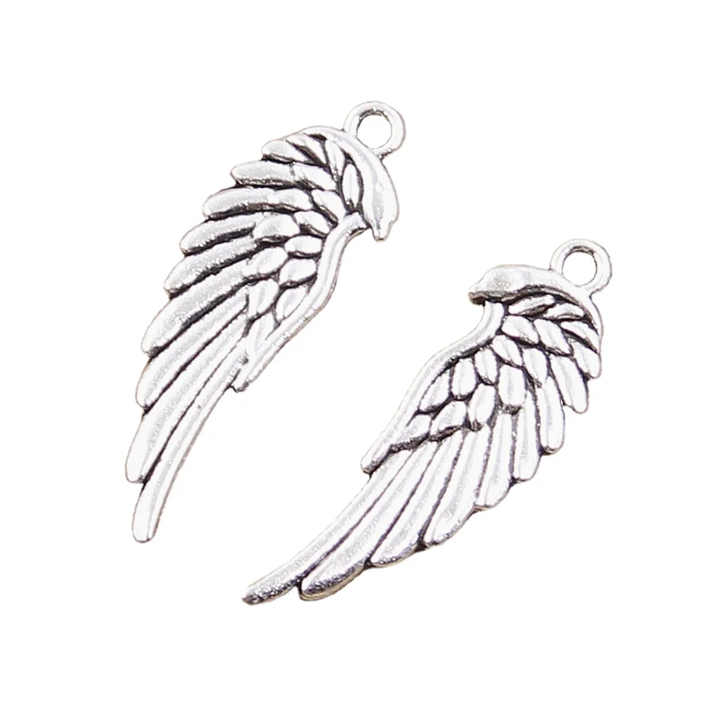 12pcs Charms Double Sided Angel Wings 33x12mm Antique Making Pendant fit,Vintage Tibetan Silver color,DIY Handmade Jewelry