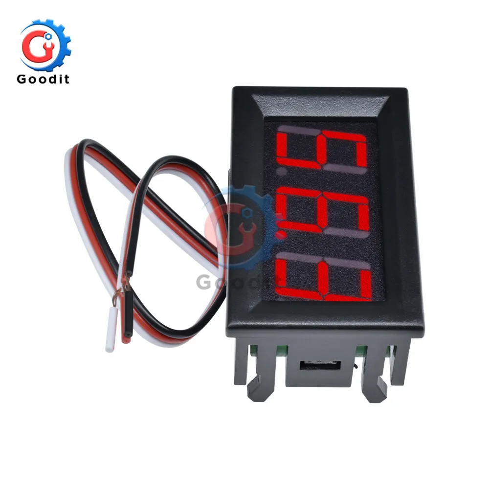 Voltmètre numérique avec affichage LED, mètre de panneau de tension, rouge, bleu, vert, électromobile, moto, voiture, 6V, 12V, DC 0 ~ 0.56 V, 99.9 pouces