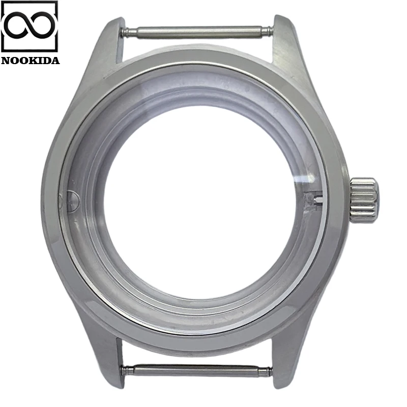 

NOOKIDA 40mm Sapphire Glass Silver Case With Strap Screw-in Crown Fit 33.5mm Dial Fit NH35/NH36 Automatic Movement Waterproof