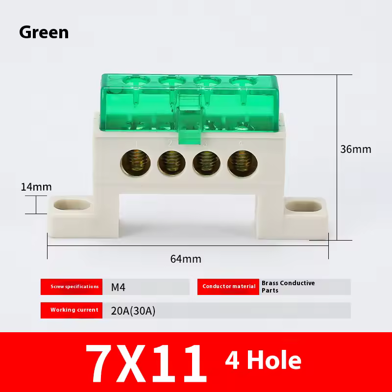 Zero wire terminal 3/4/5/6/7/10-Hole Distribution Box Terminal Block dustproof Ground Copper Bar Bridge type Busbar With cover - Image 41