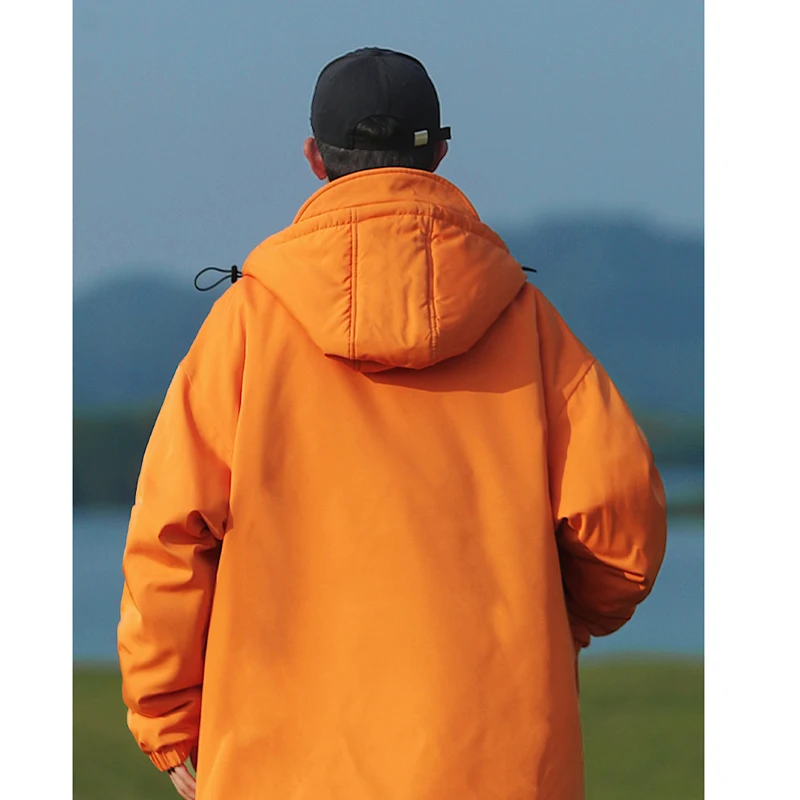 2022 Winter Cargo Jacket Parka for Men Women Hip Hop Orange Multi Pockets Padded Jackets Couple Warm Fashion Brand Coat