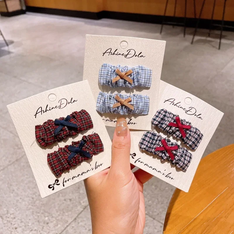 

Toddler Girls Plaid Bow BB Clips Children Christmas Hair Clips Side Clip New Year Grid Headwear Baby Kids Hair Accessories