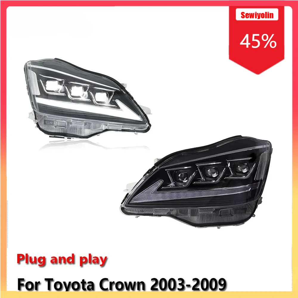 

Sewiyolin автомобильные светодиодные фары автомобильные детали для Toyota Crown 2003-2009 противотуманные фары DRL тормозной указатель поворота Plug and Play