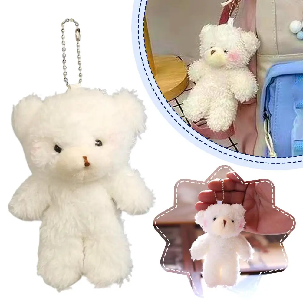 White Cute Blush Teddy Bear Keychain Bag Pendant Plush School Pendant Back Year Gift To Season/christmas/new Fashion Bear E8i8