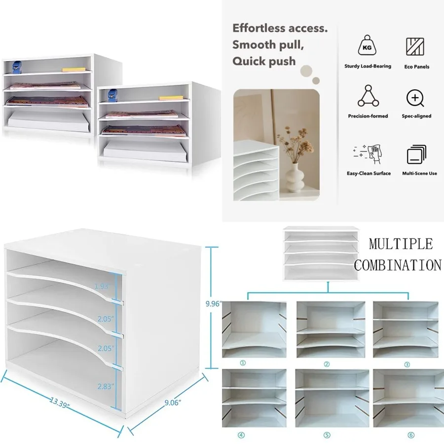 

Paper Organzier Wood Desktop Organizer Storage Letter Tray File Sorter with Adjustable Shelves for Home Office