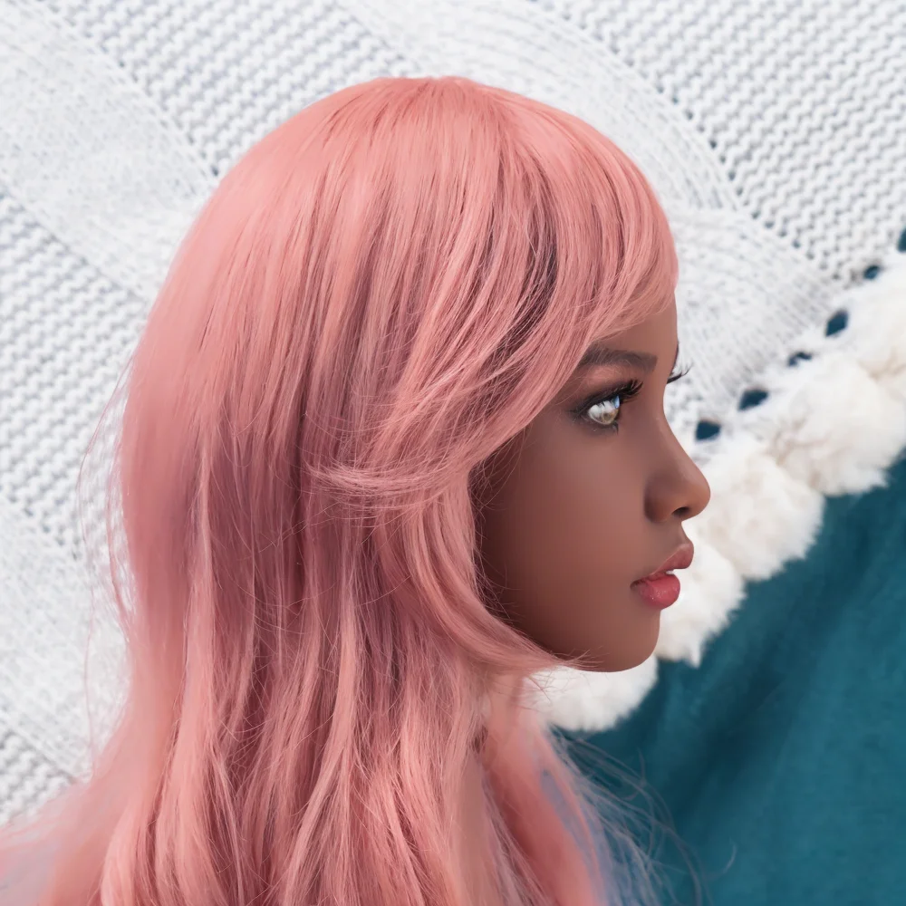 TPE 헤드 M16 나사형 인터페이스, 오픈형 가발 눈동자 입술 메이크업 연습, 헤어스타일 디자인(랜덤 가발)