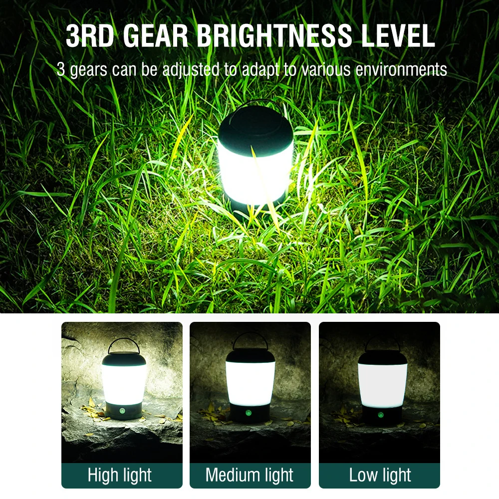 BORUiT Portable Camping Light USB Rechargeable Led Light Lantern Waterproof Rechargeable Tent Lamp Emergency Lights Market Lamp