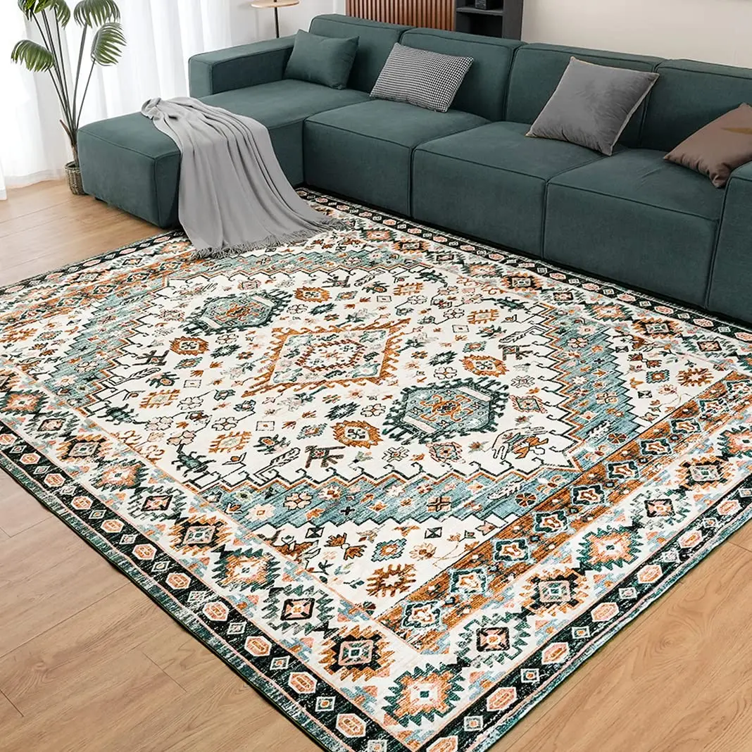 Orhopui Area Rug,Washable Rug Low-Pile Machine Washable Vintage Rugs for Living Room,for Bedroom Kitchen Laundry Home Office,